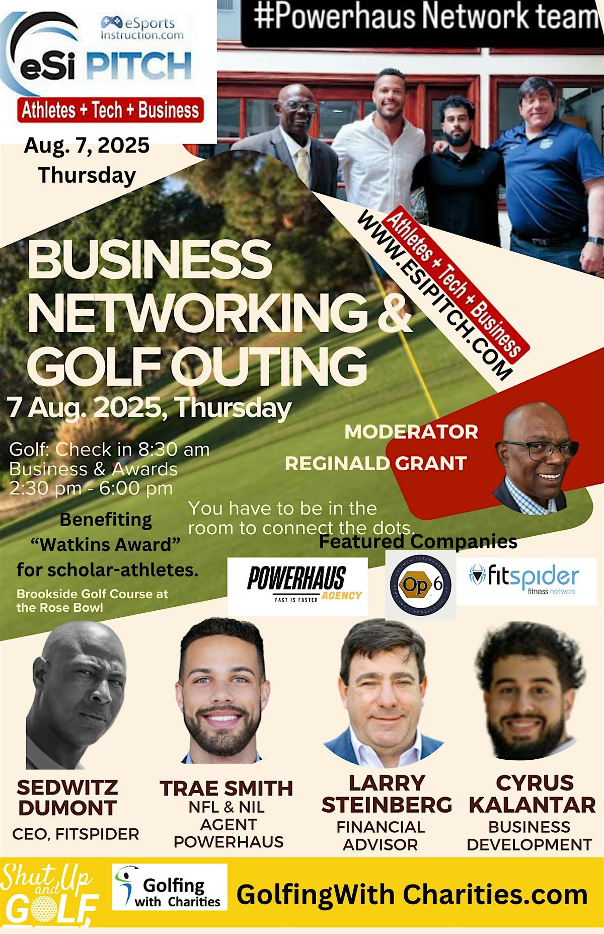 eSiPitch Athletes, Tech & Business Networking, Workshop,  and  Golf Outing, 7 August | Event in Pasadena