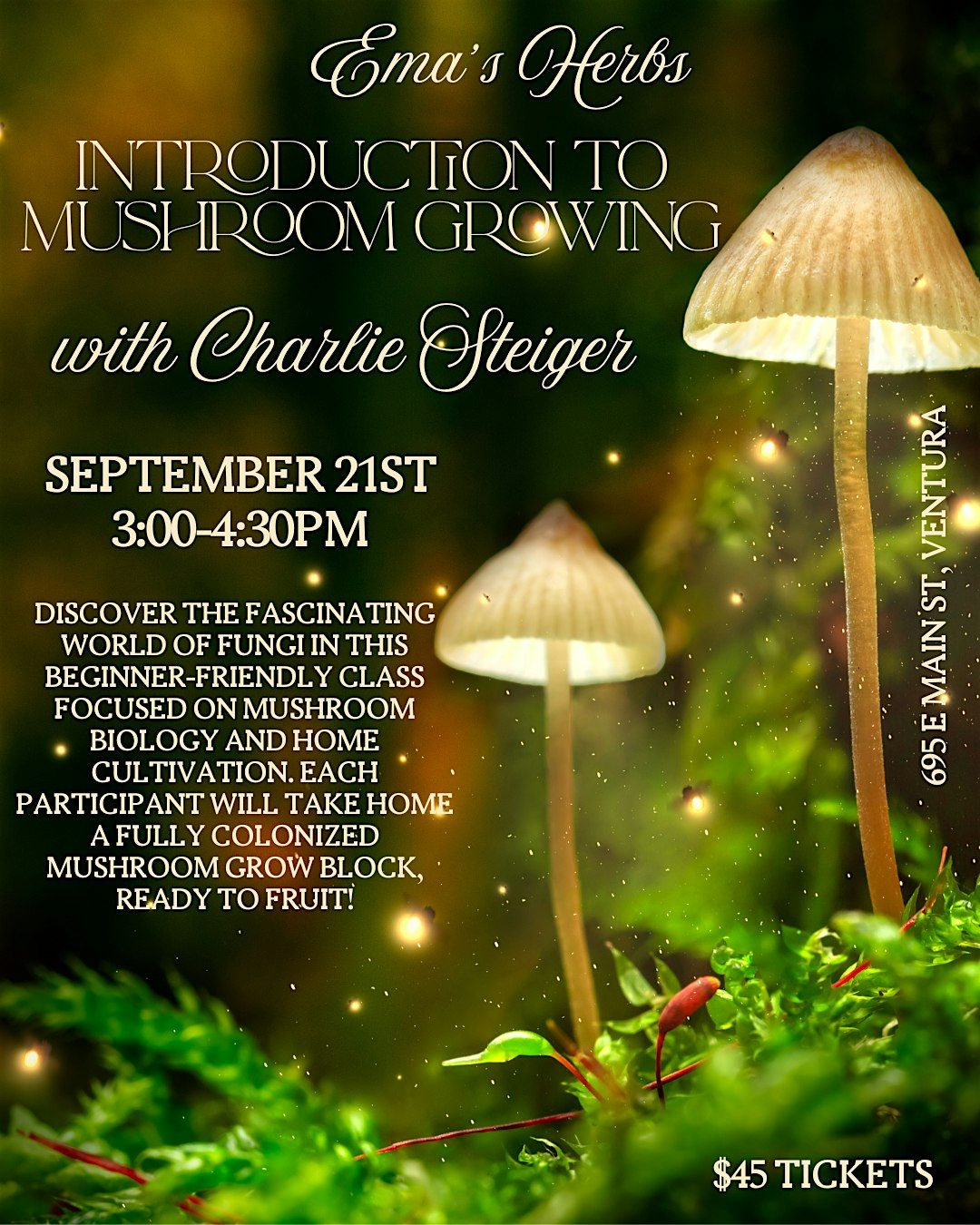 Introduction to Mushroom Growing with Charlie Steiger, 21 September | Event in Ventura | AllEvents