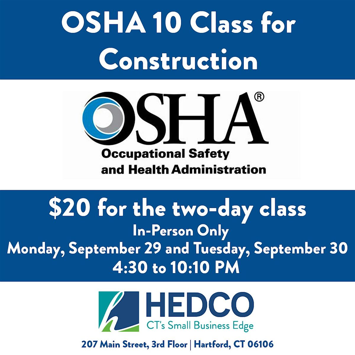 September OSHA 10-Hour Construction Training Class in Hartford, 29 September | Event in Hartford | AllEvents