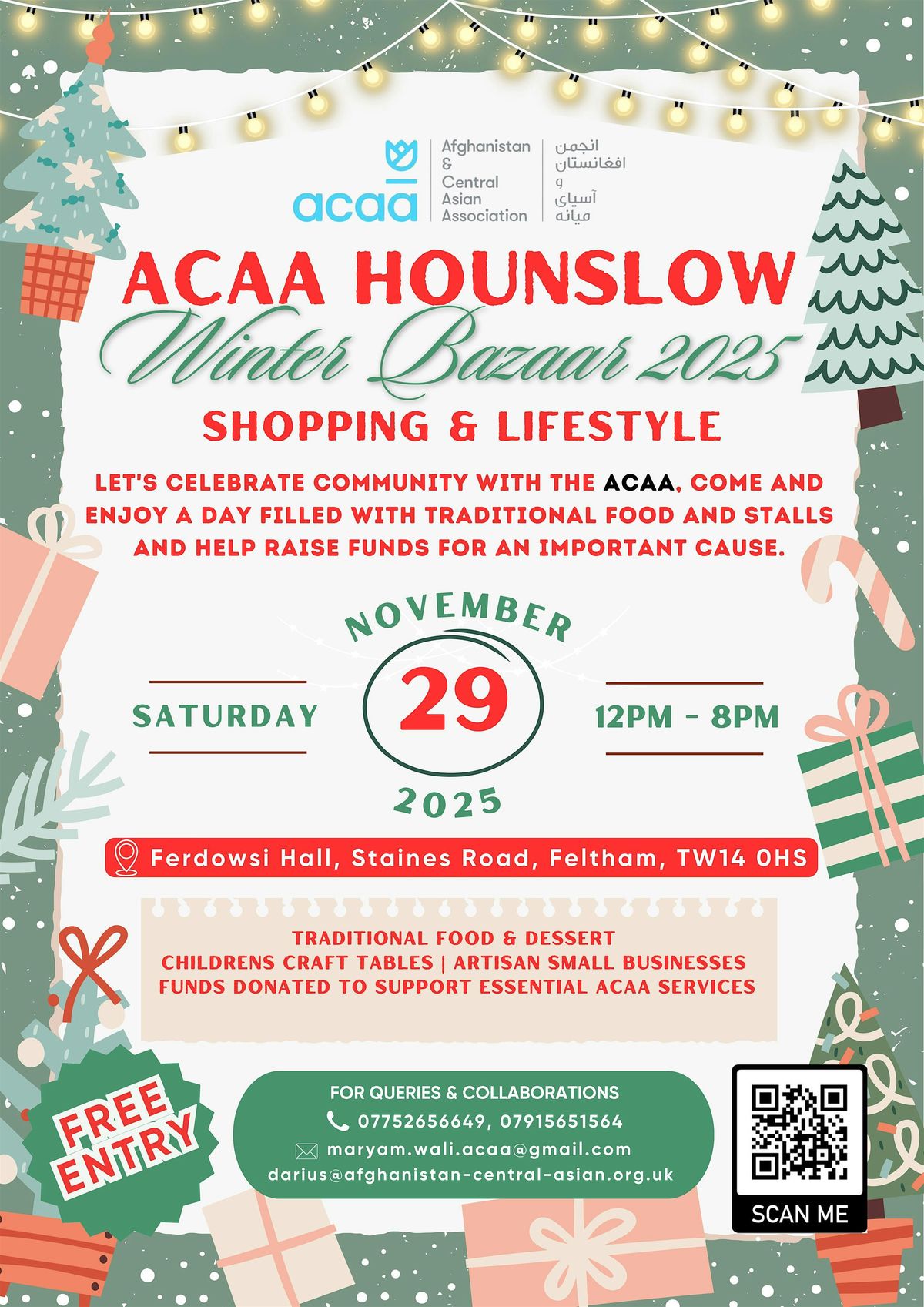 ACAA HOUNSLOW WINTER BAZAAR 2025 - Shopping and Lifestyle | Event in Feltham | AllEvents
