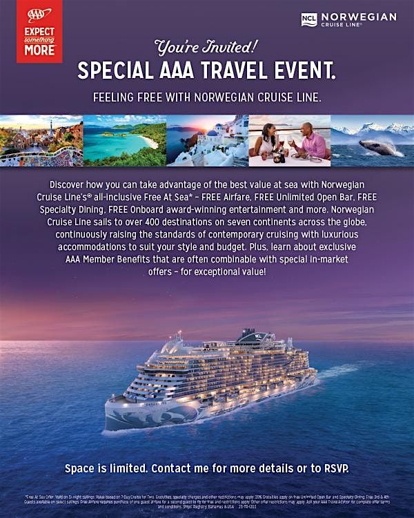 FEEL FREE WITH NORWEGIAN CRUISE LINE., 21 May | Event in Charlotte | AllEvents