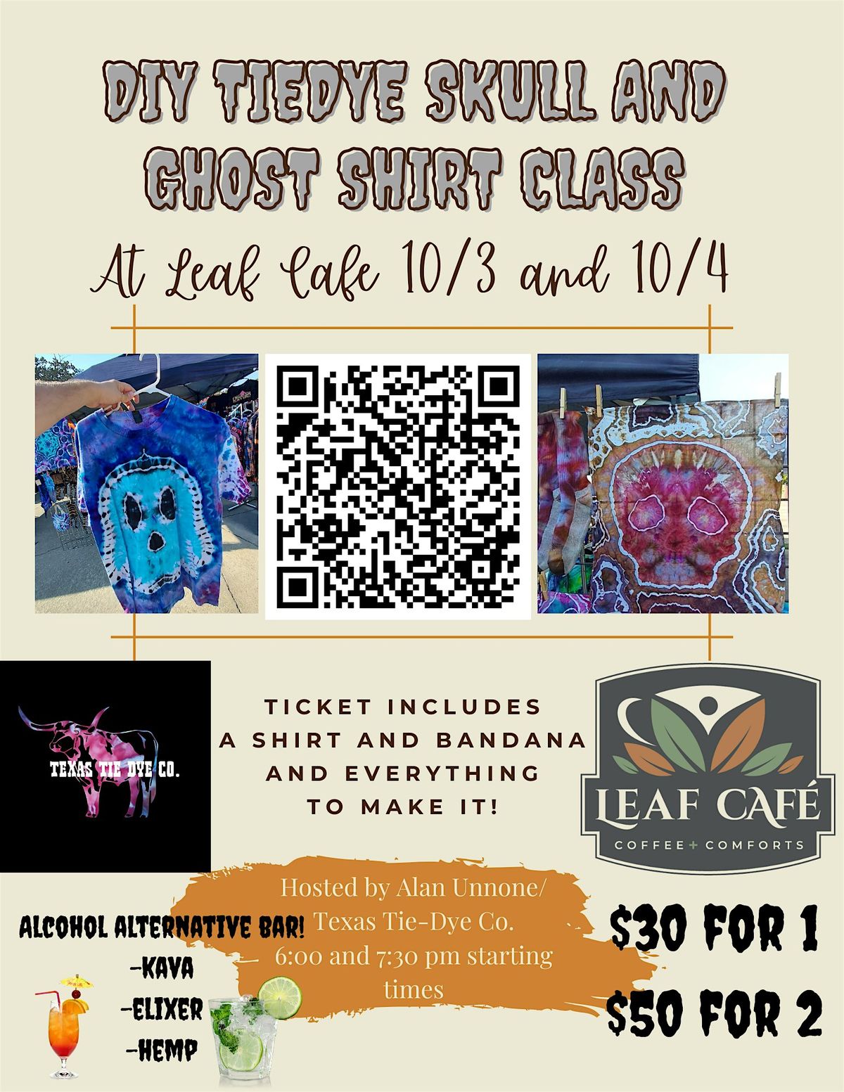 Skull and Ghost DIY Tie-dye Class, 3 October | Event in McKinney | AllEvents