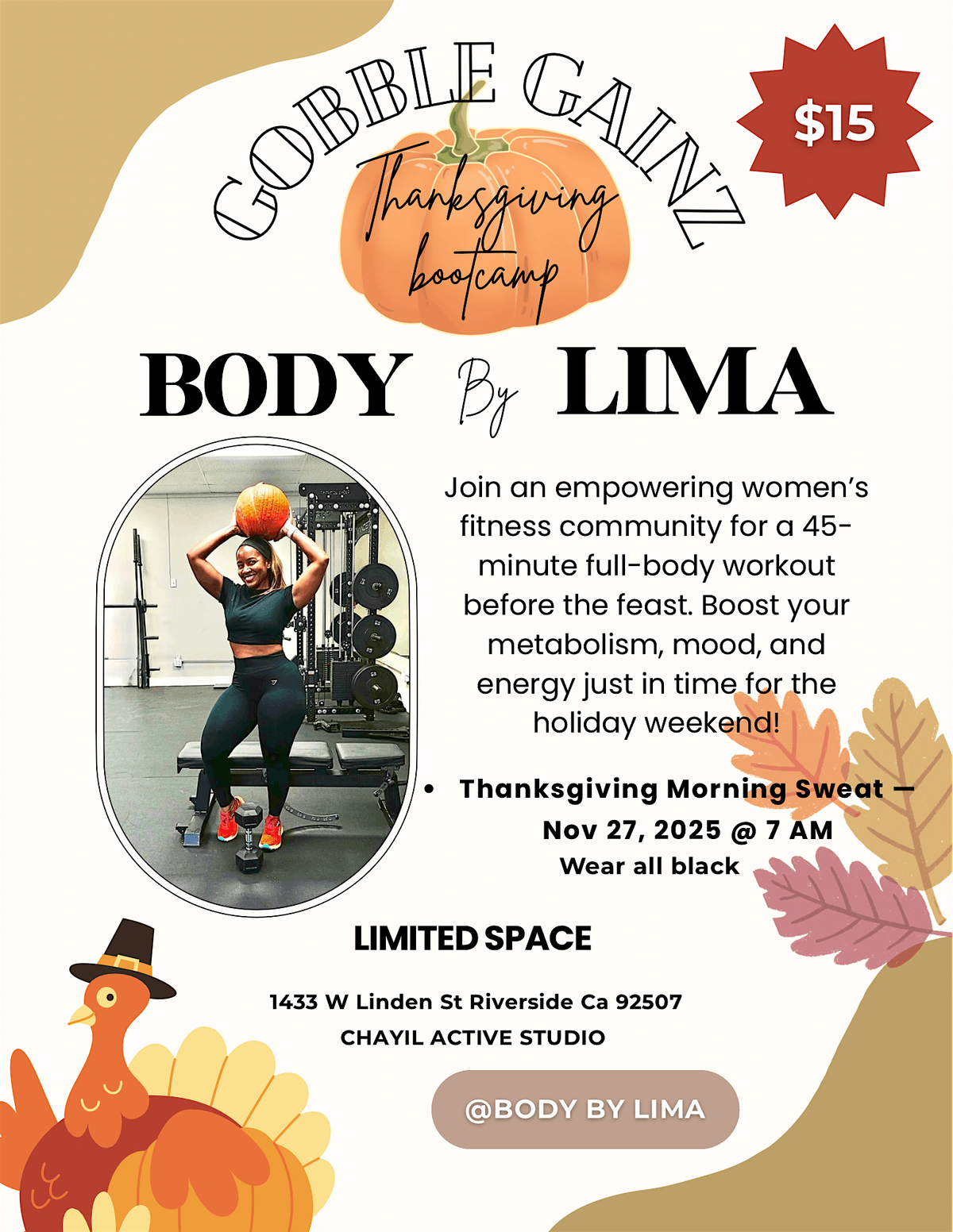 Gobble Gainz Thanksgiving Bootcamp, 27 November | Event in Riverside | AllEvents