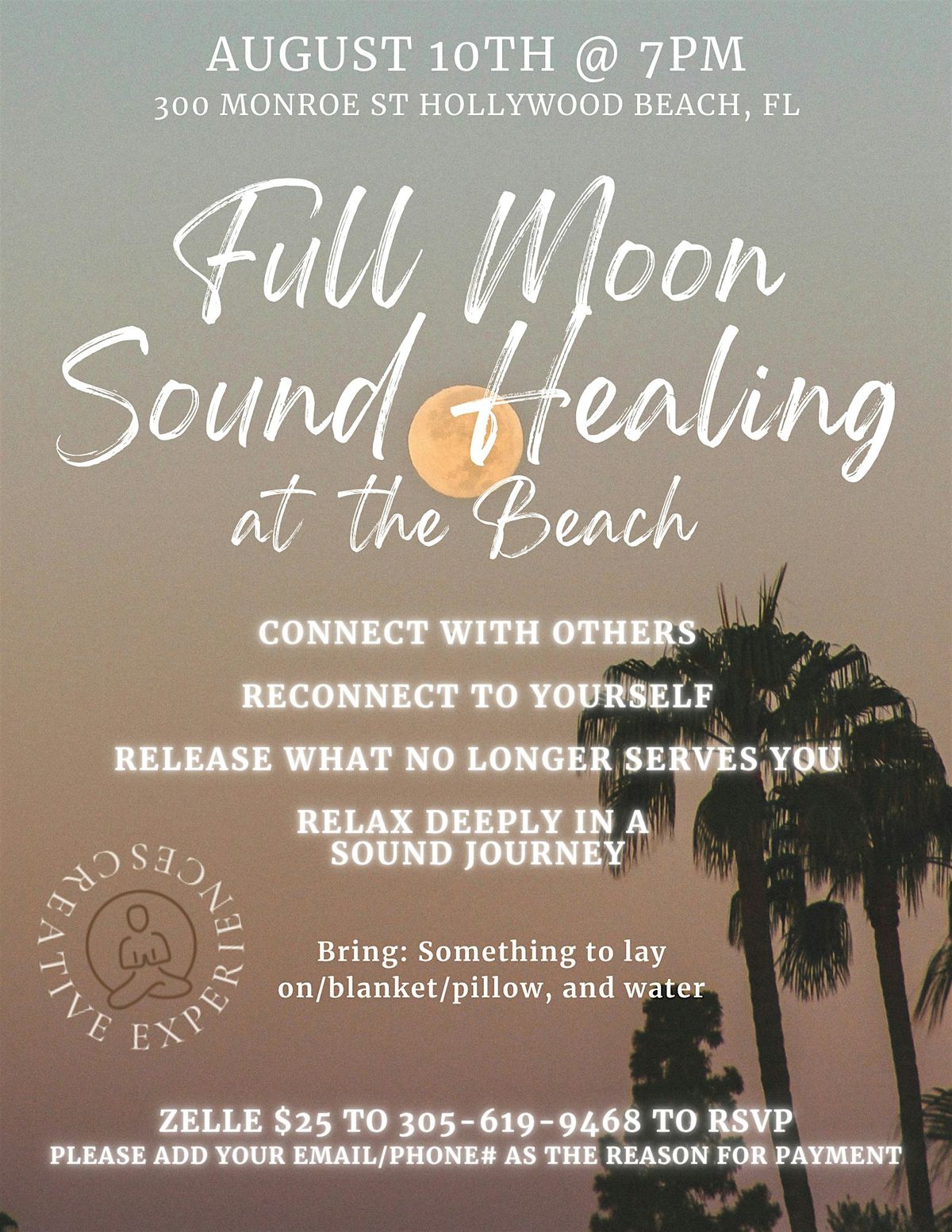 Full Moon Sound Healing at the beach, 10 August | Event in Hollywood | AllEvents