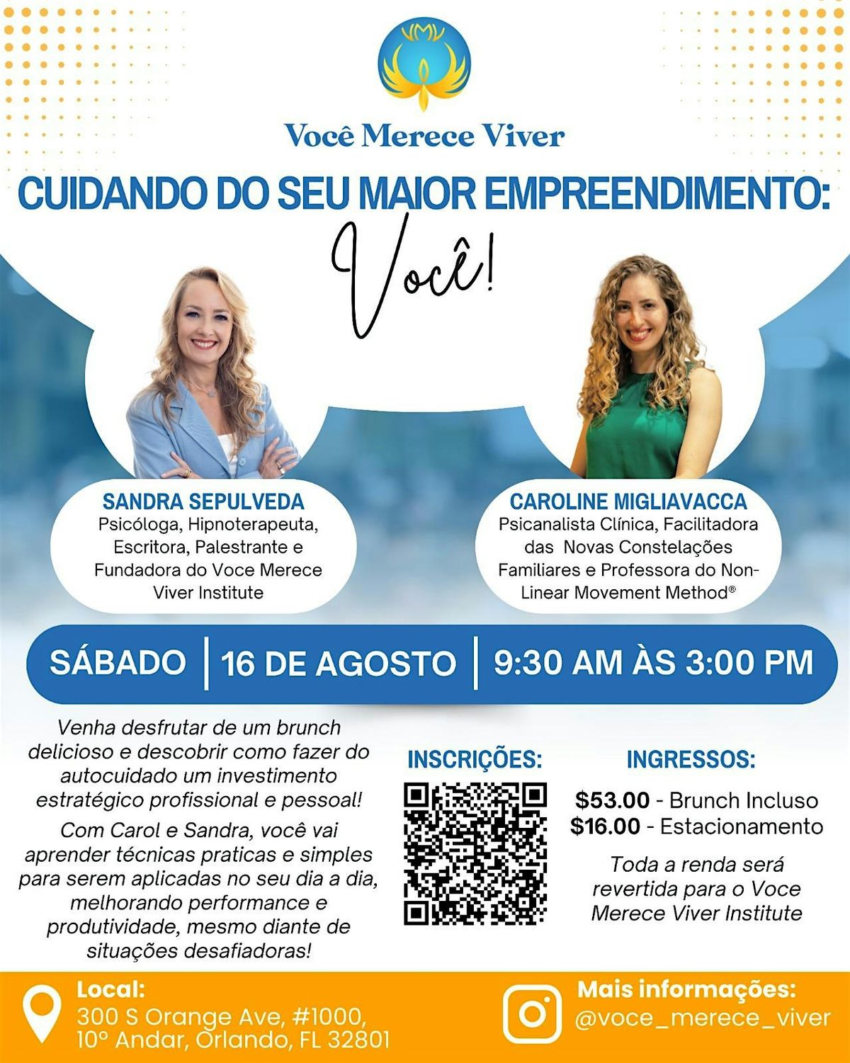Cuidando do seu maior empreendimento: VOCÊ!, 16 August | Event in Orlando | AllEvents