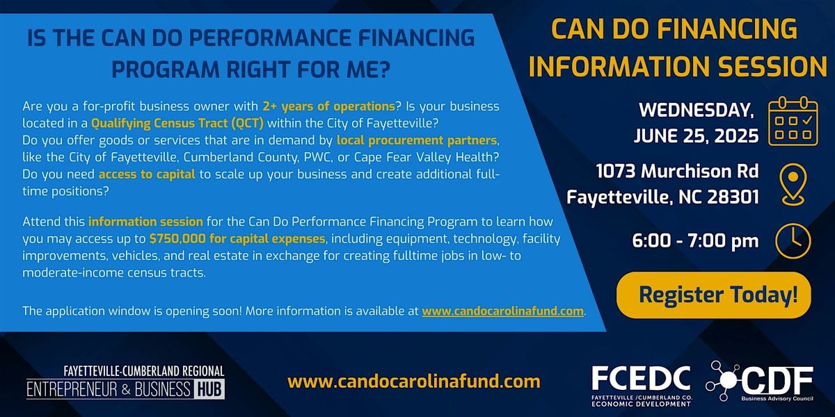 Can Do Performance Financing Program Information Session, 25 June | Event in Fayetteville | AllEvents
