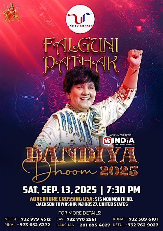 Falguni Pathak Dandia Dhoom 2025 | Sept 13, Saturday, 13 September | Event in Jackson Township | AllEvents