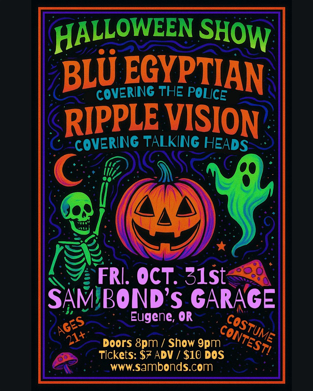 Blu Egyptian + Ripple Vision, 31 October | Event in Eugene | AllEvents