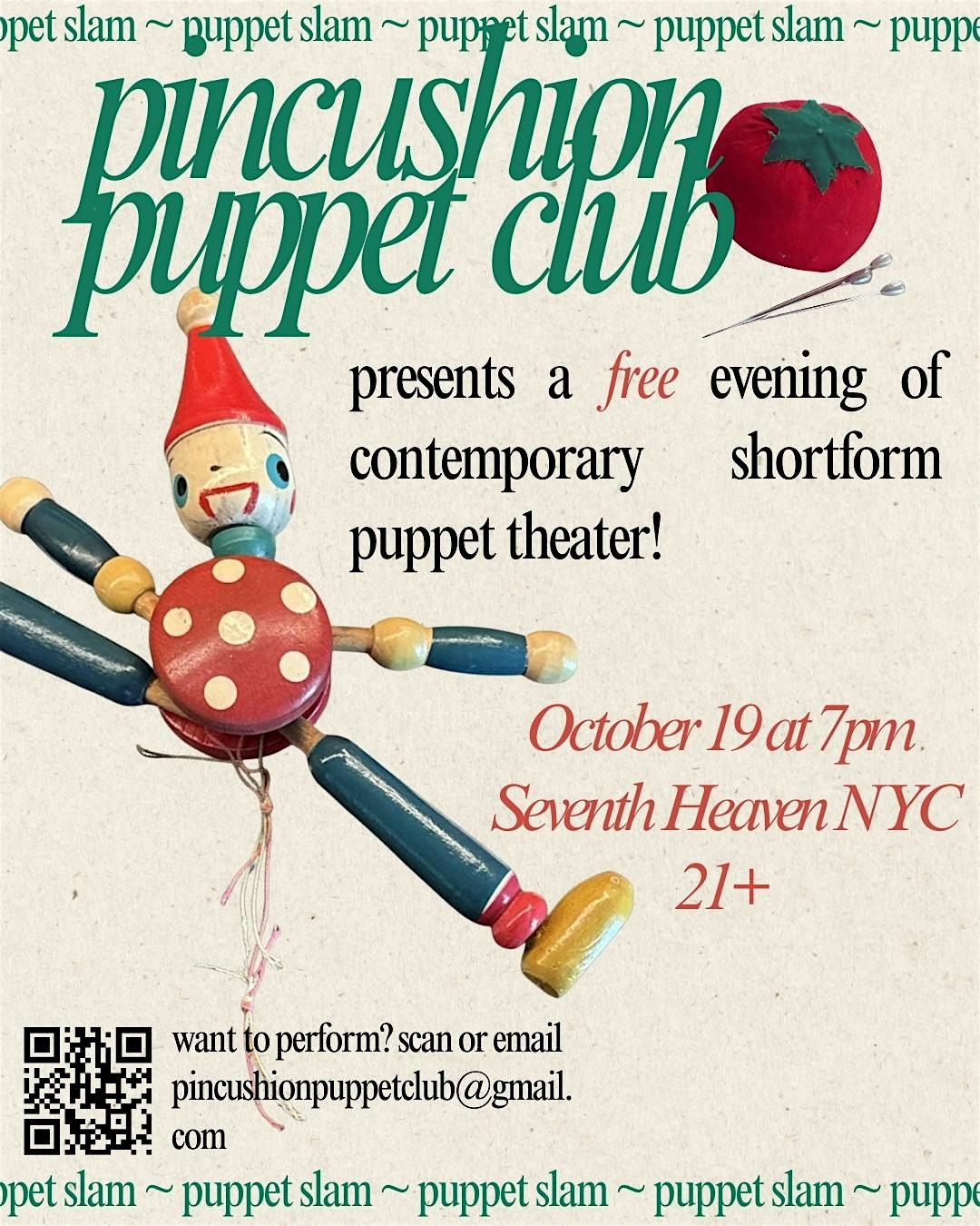 Pincushion Puppet Club: Puppet Slam, 19 October | Event in Brooklyn | AllEvents