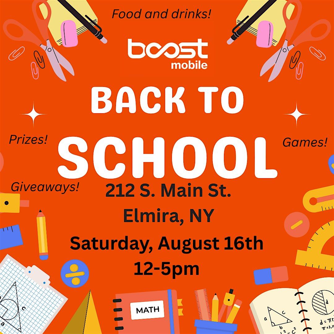 Boost Back to School Event, 16 August | Event in Elmira | AllEvents