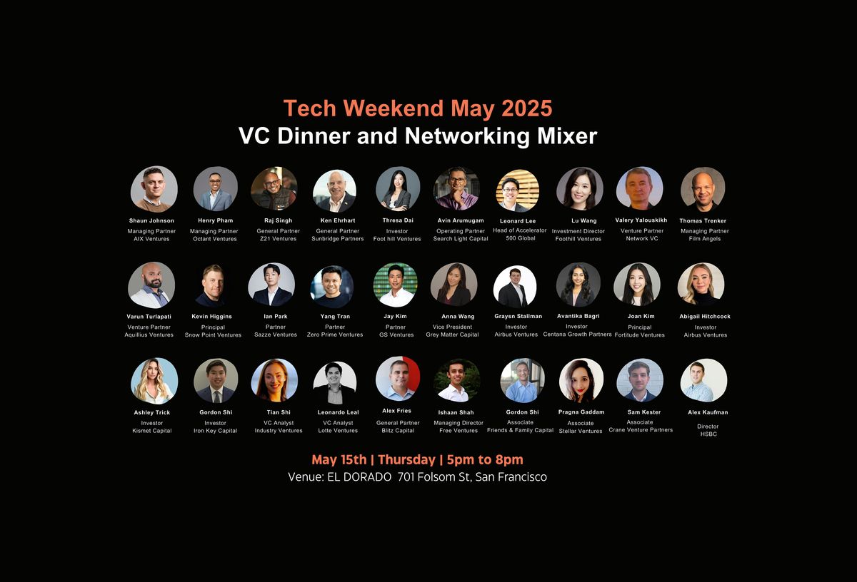 VC Dinner and Networking Mixer [75 Founders + 30 Investors] San Francisco, 15 May | Event in San Francisco
