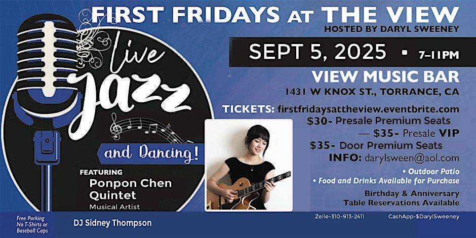 First Fridays at the View Featuring Ponpon Chen Quintet, 5 September | Event in Torrance | AllEvents