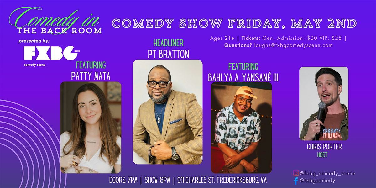 Comedy in "The Back Room" - May Show, 2 May | Event in Fredericksburg | AllEvents