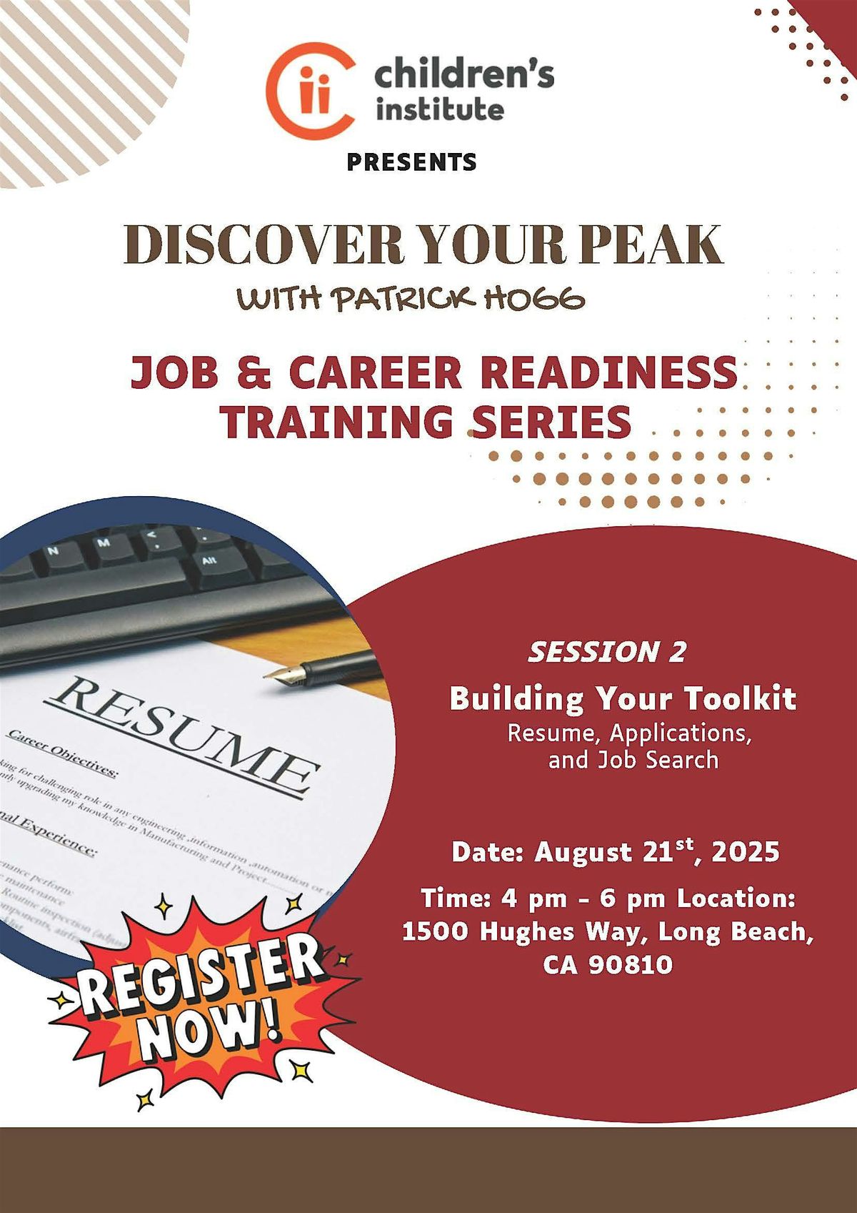 JOB & CAREER READINESSTRAINING SERIES (DYP), 21 August | Event in Long Beach | AllEvents