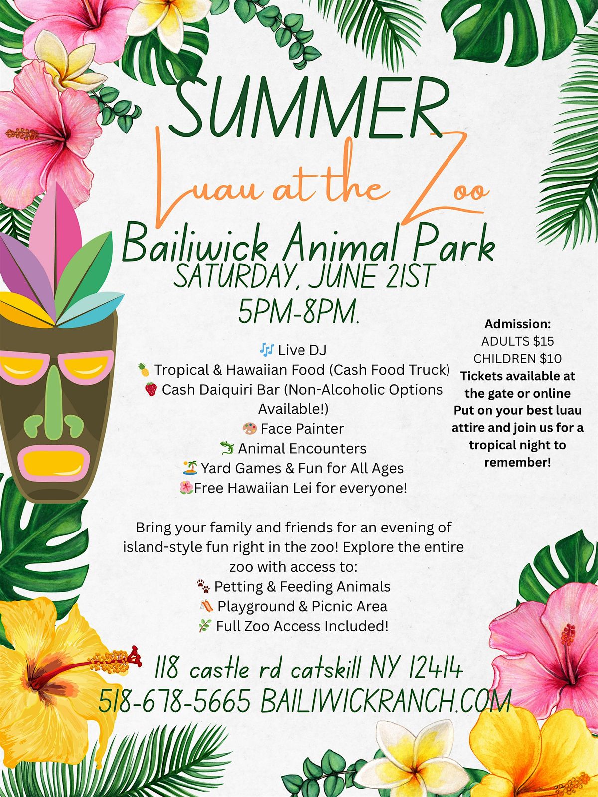 Luau At The Zoo, 21 June | Event in Catskill | AllEvents