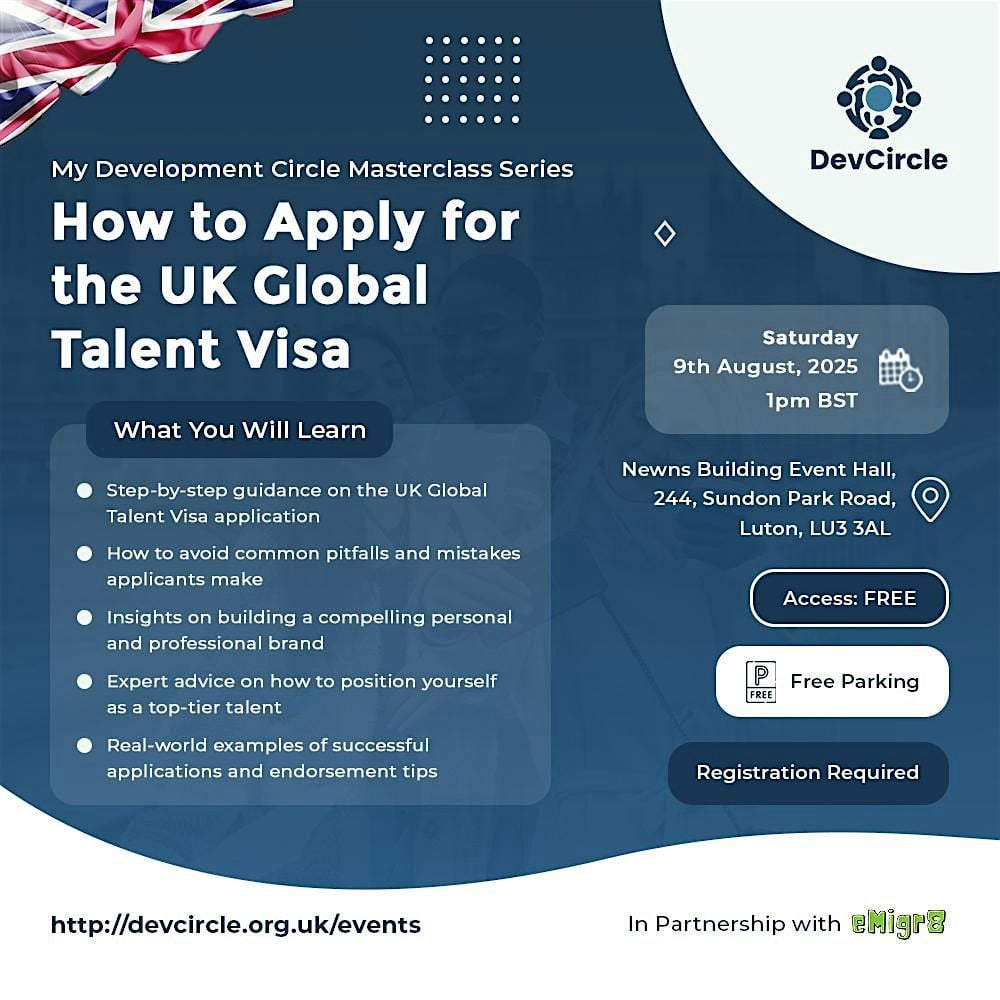 How to Apply for the UK Global Talent Visa, 9 August | Event in Luton | AllEvents