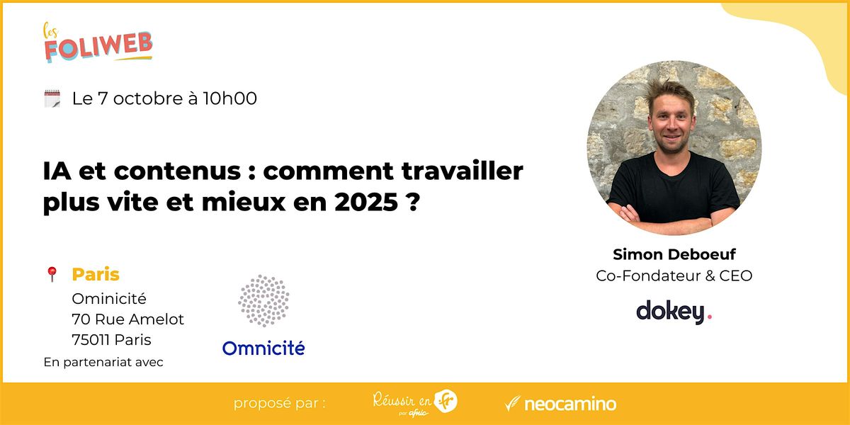 IA et contenus : comment travailler plus vite et mieux en 2025 ?, 7 October | Event in Paris | AllEvents