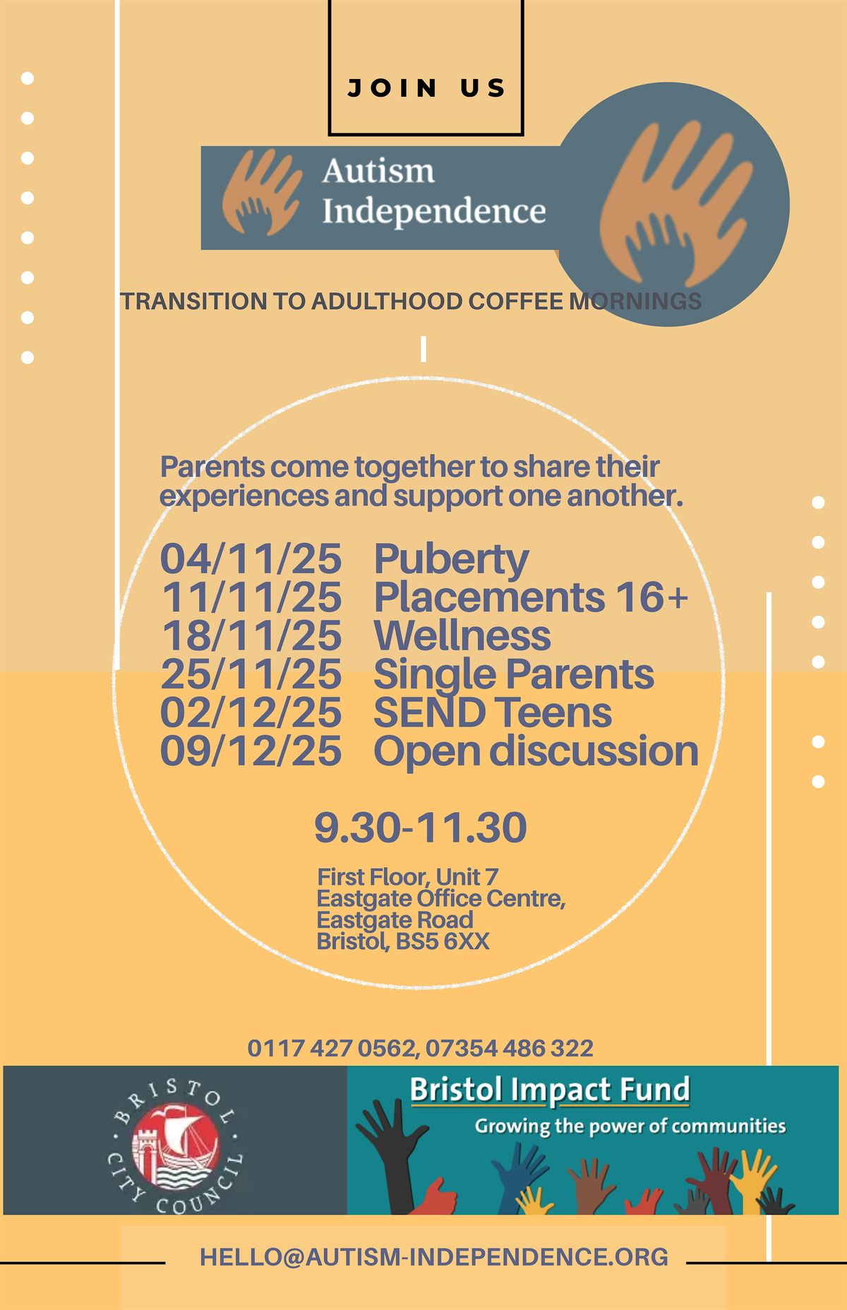 Transition to Adulthood Coffee Morning- Open Discussion, 9 December | Event in Bristol | AllEvents