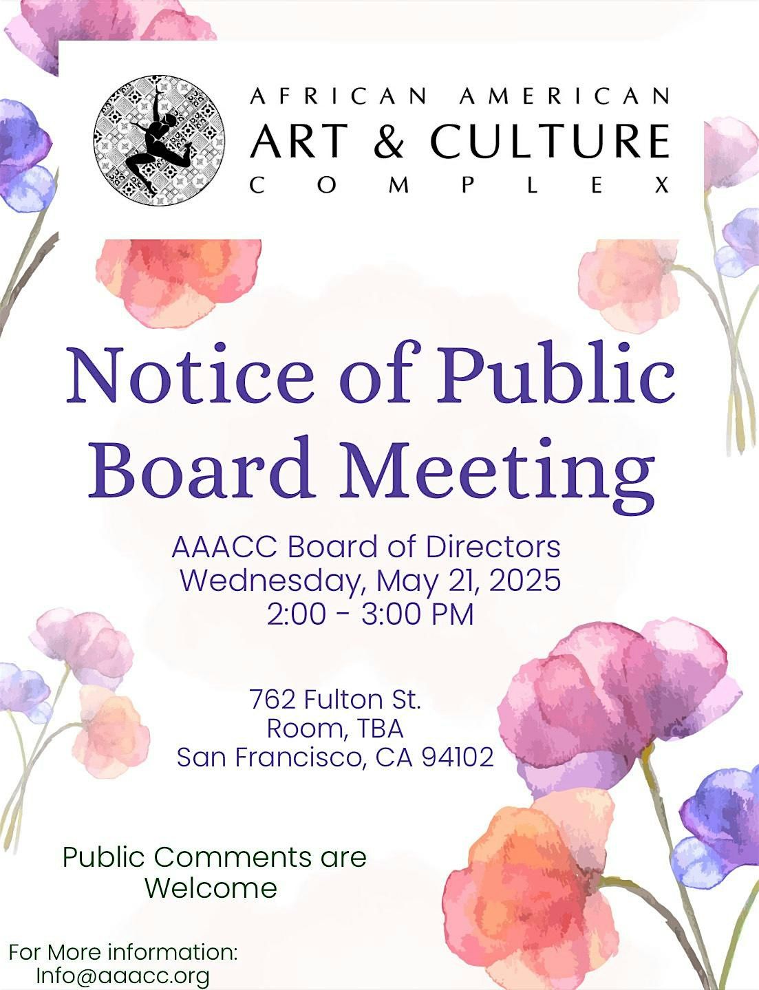 Public Board Meeting, 21 May | Event in San Francisco | AllEvents