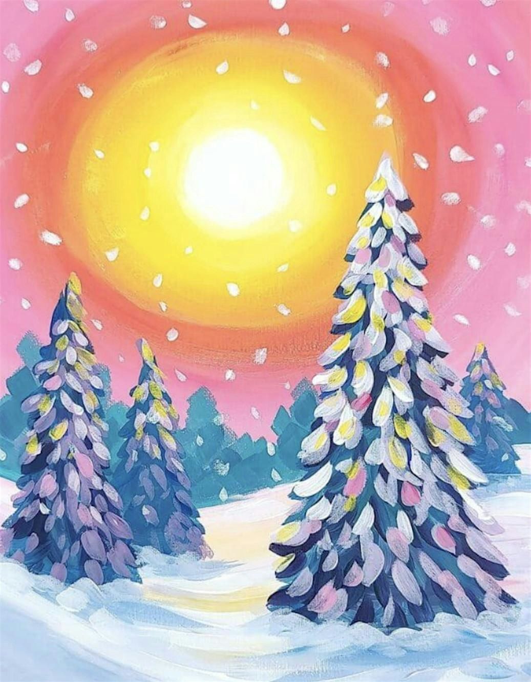 Winter scene sip and paint
