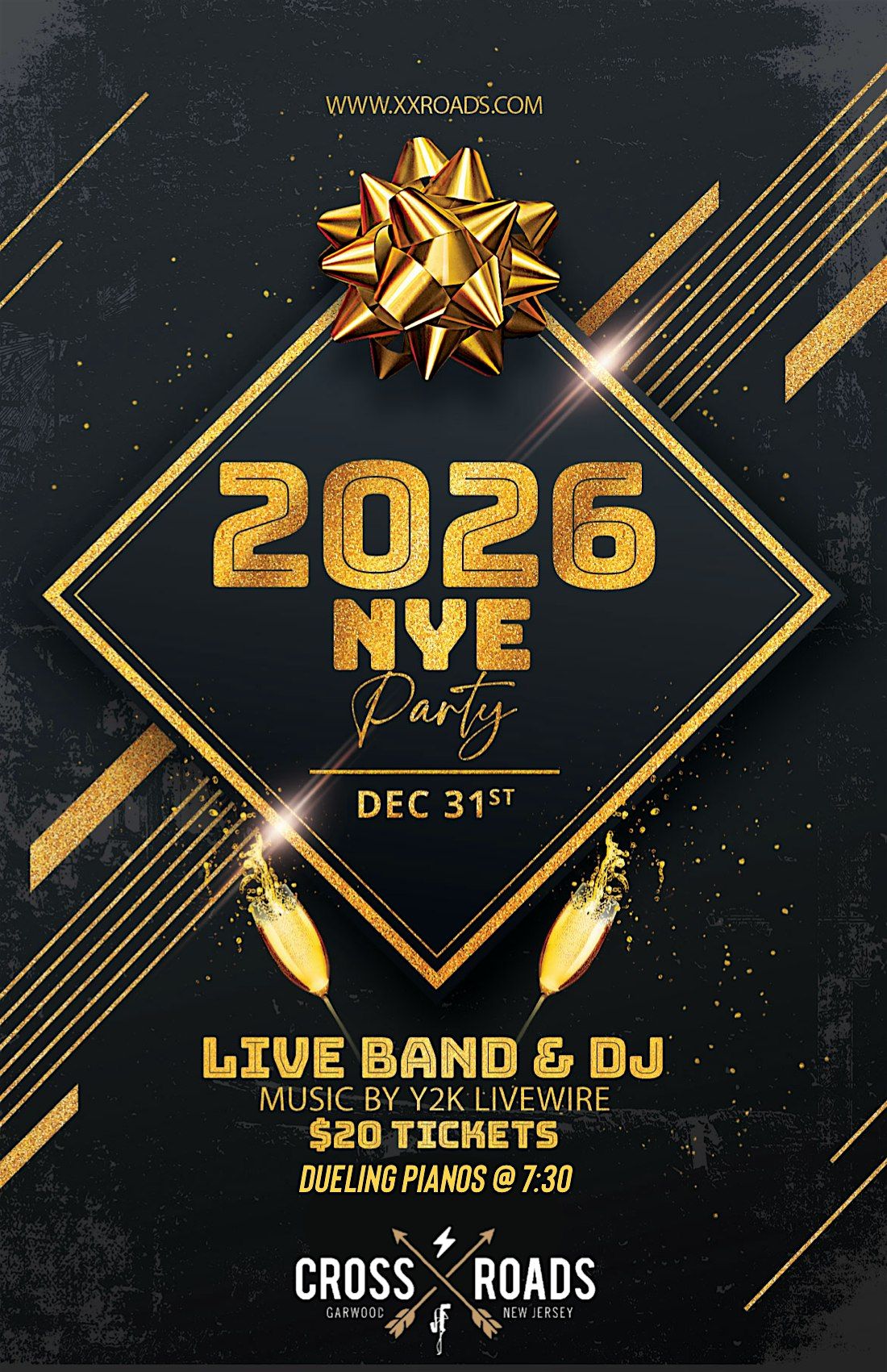 NYE w/ Y2K Livewire & Dueling Pianos at Crossroads, 31 December | Event in Garwood | AllEvents