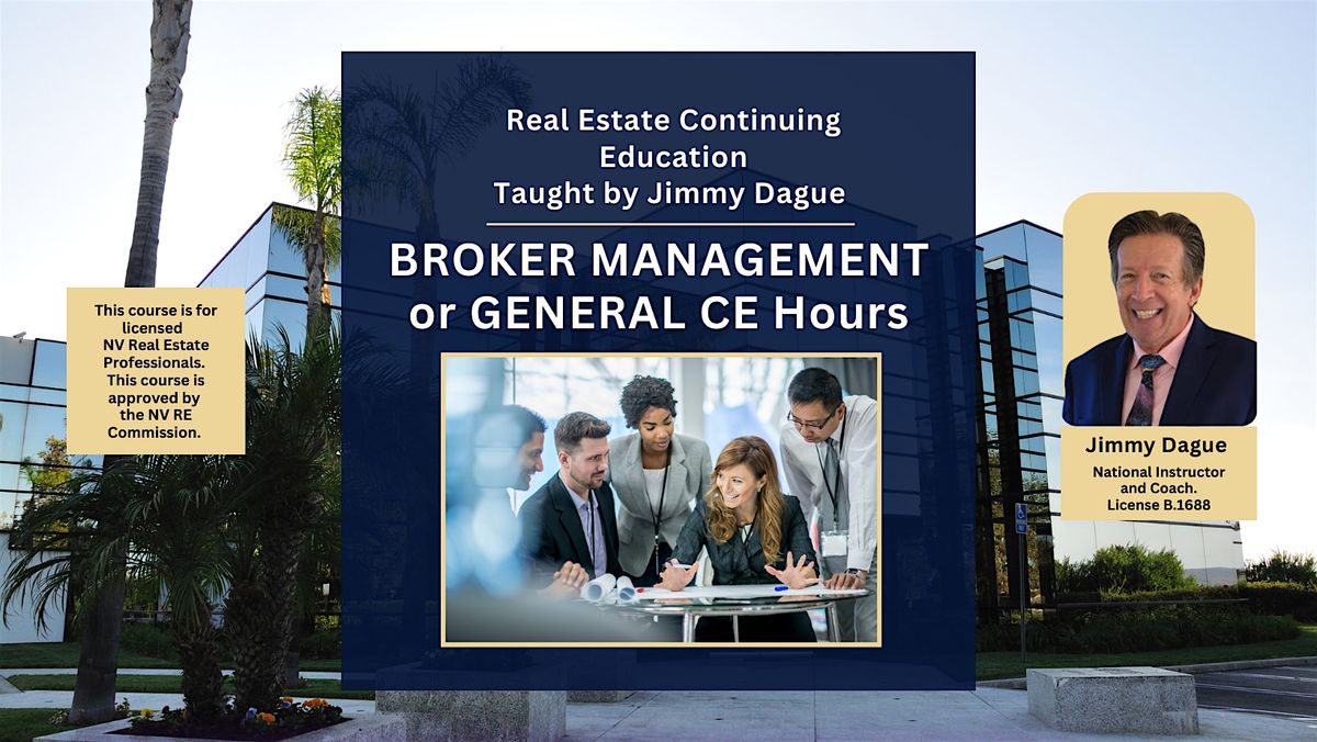 New Real Estate Broker Management CE! With Jimmy Dague & Stewart Title, 13 May | Event in Las Vegas | AllEvents