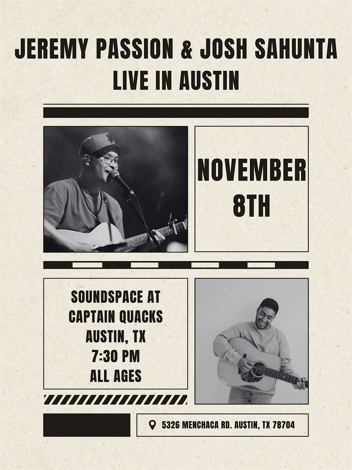 Josh Sahunta and Jeremy Passion, 8 November | Event in Austin | AllEvents