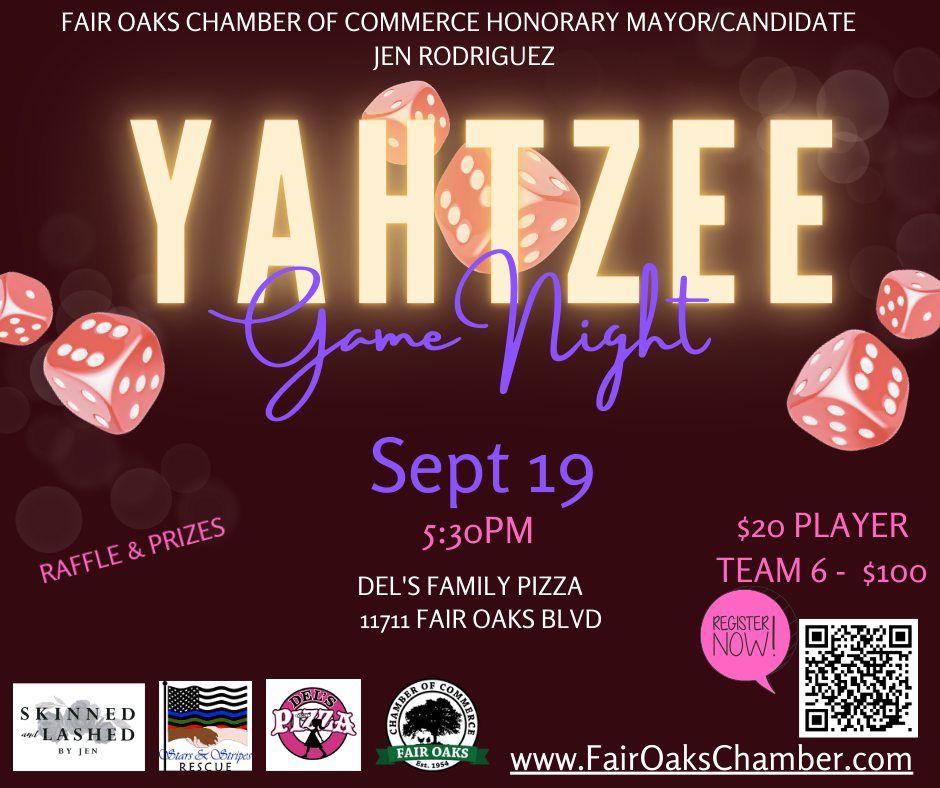 YAHTZEE Game Night, Del's Pizza, Fair Oaks, September 19 2023