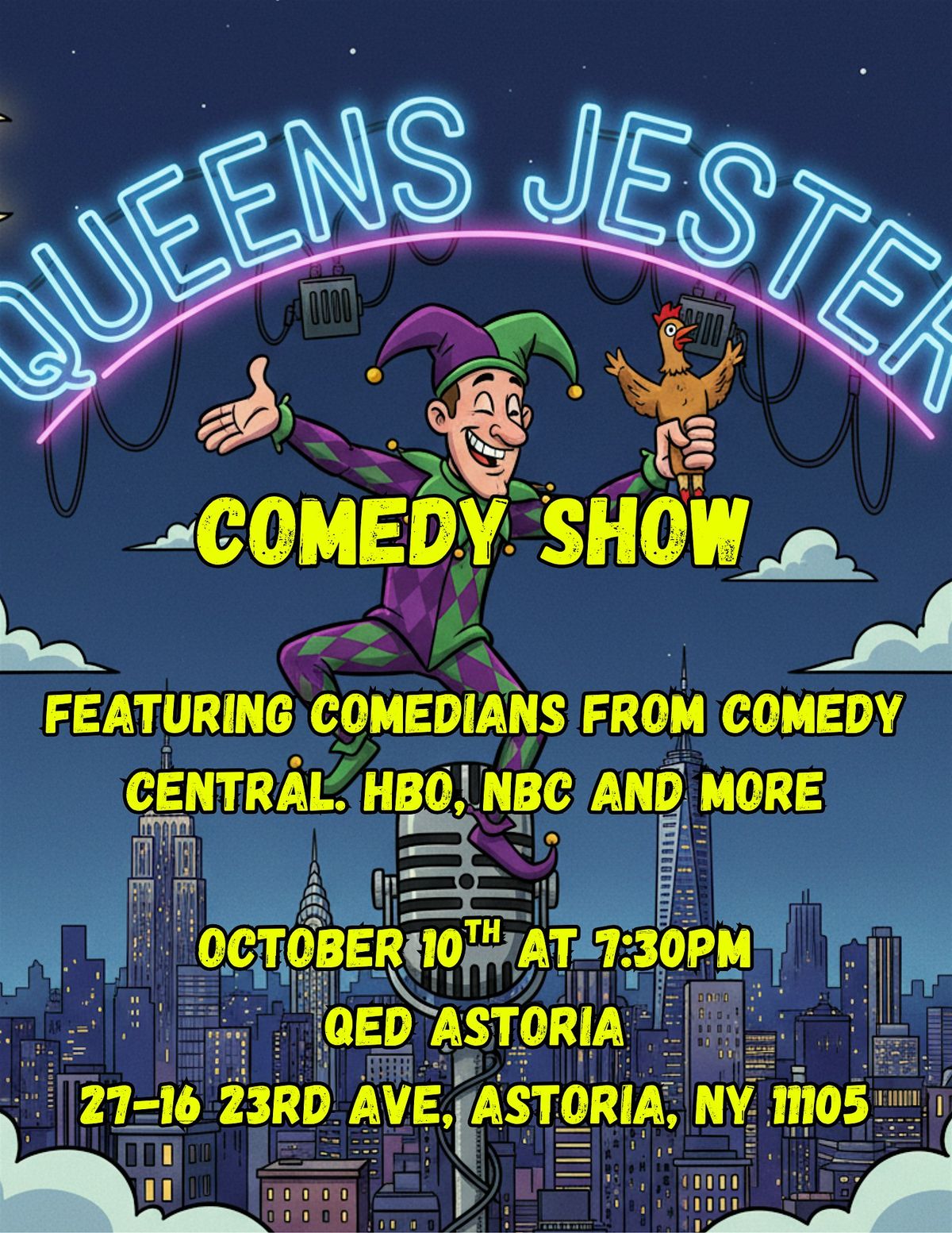 Queens Jester Comedy Show, 10 October | Event in Queens | AllEvents