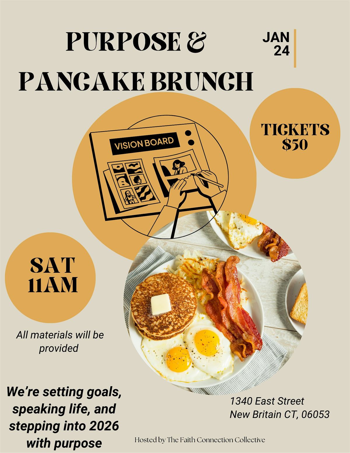 PURPOSE + PANCAKE BRUNCH, 24 January | Event in New Britain | AllEvents