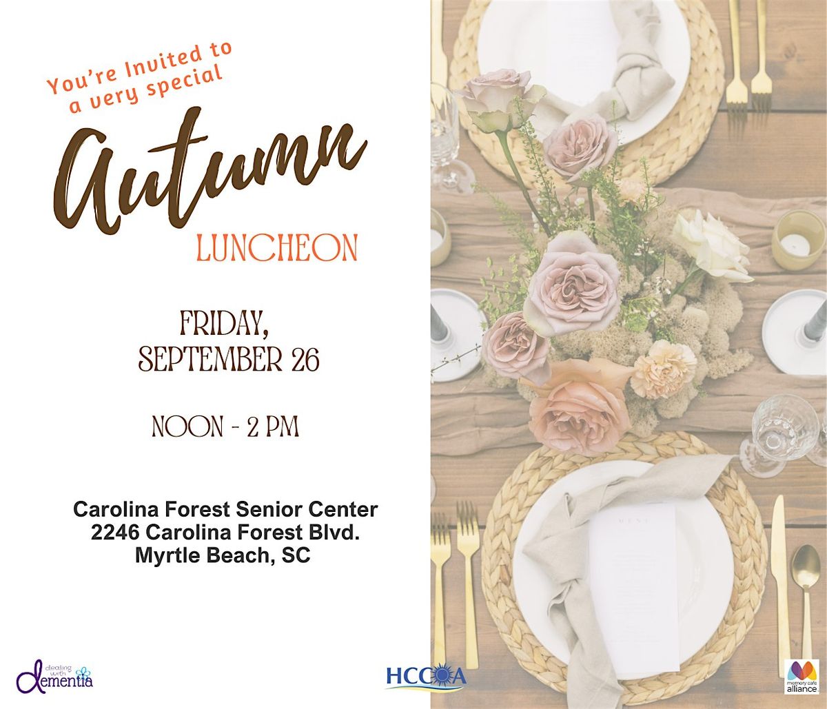Special Fall Luncheon for Those w Cognitive Changes & Their Care Provider, 26 September | Event in Myrtle Beach