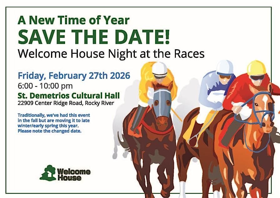 Welcome House Inc.'s Night at the Races, 27 February | Event in Rocky River | AllEvents