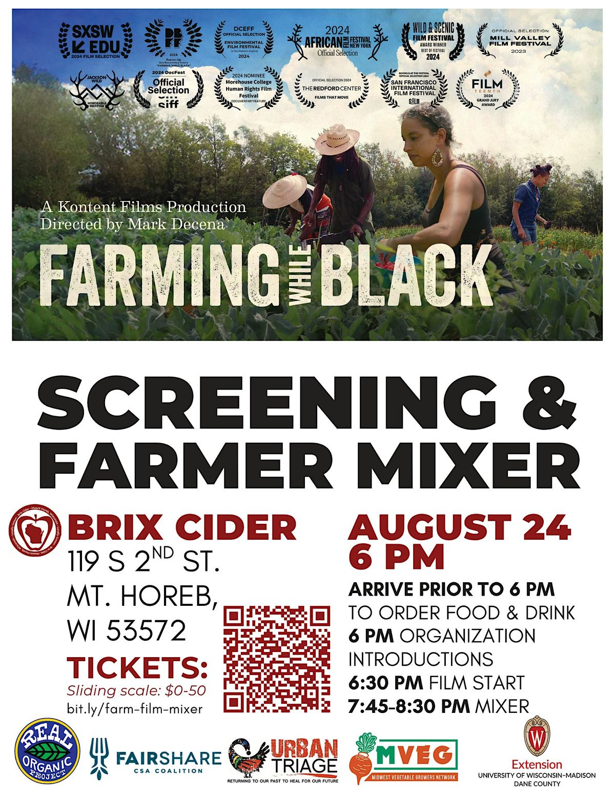 "Farming While Black" Film Screening & Farmer Mixer, 24 August | Event in Mount Horeb | AllEvents