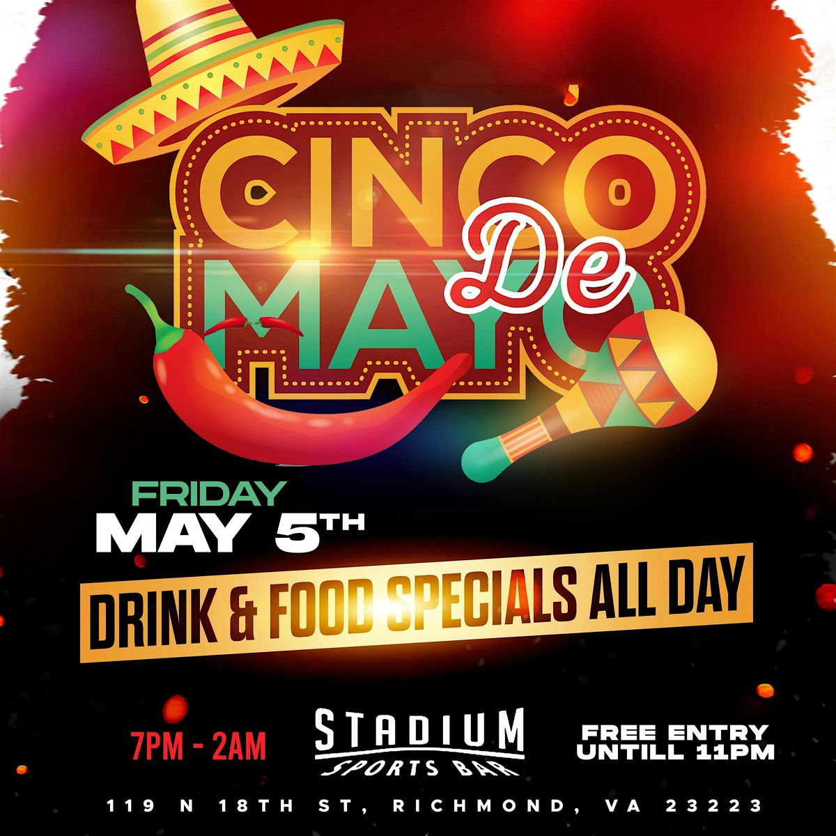 Cinco De Mayo Party at Sky Box MON 5.5.25, 5 May | Event in Richmond | AllEvents
