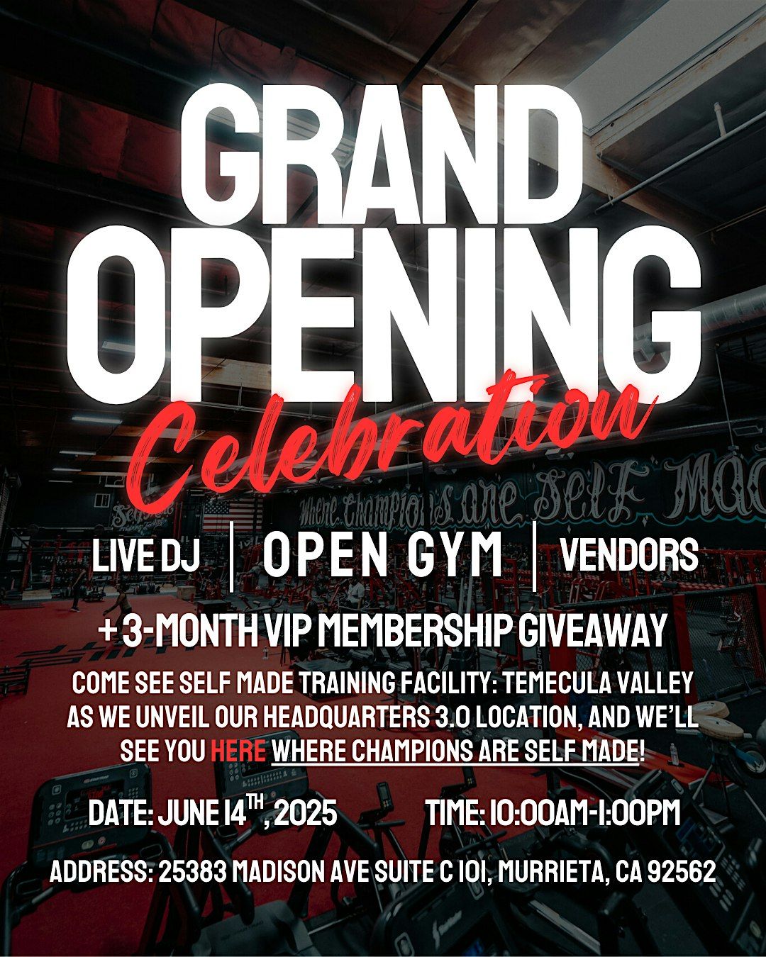 Self Made Training Facility: Temecula Valley – Gym Grand Opening!, 14 June | Event in Murrieta | AllEvents
