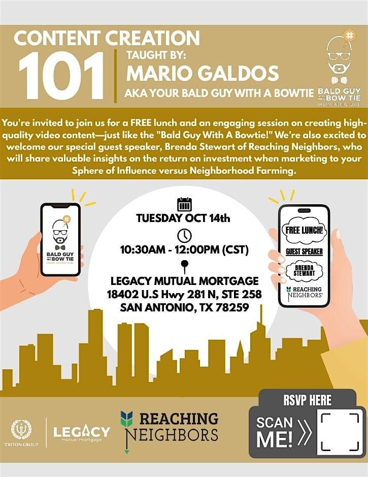Content Creation 101 With Mario Galdos & Brenda Stewart!, 4 November | Event in San Antonio | AllEvents