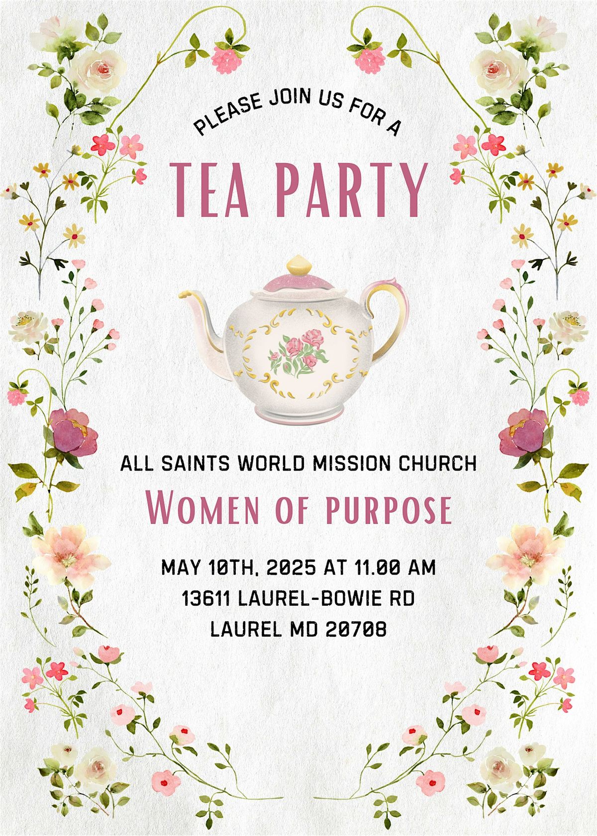Tea Party | by The Women of Power |, 10 May | Event in Laurel | AllEvents