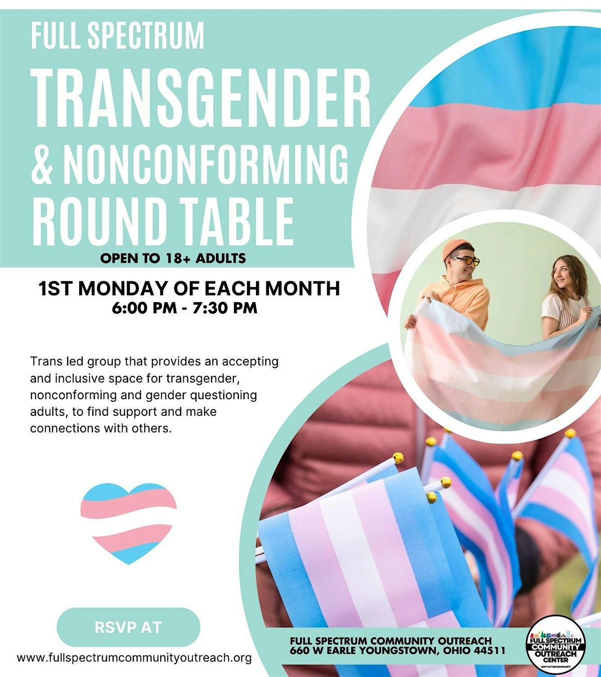 Transgender & Nonconforming Round Table!     Trans-led, free monthly group!, 6 October | Event in Youngstown
