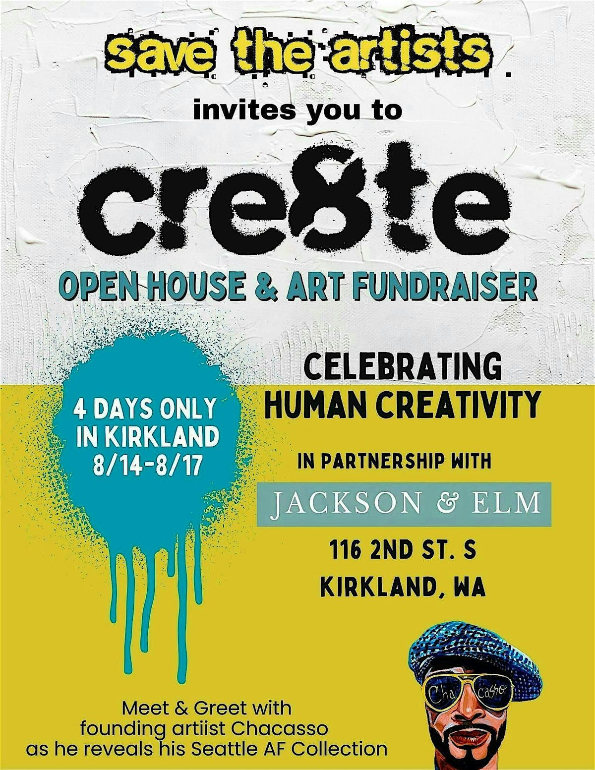 Save the Artists Open House & Art Fundraiser, 14 August | Event in Kirkland | AllEvents