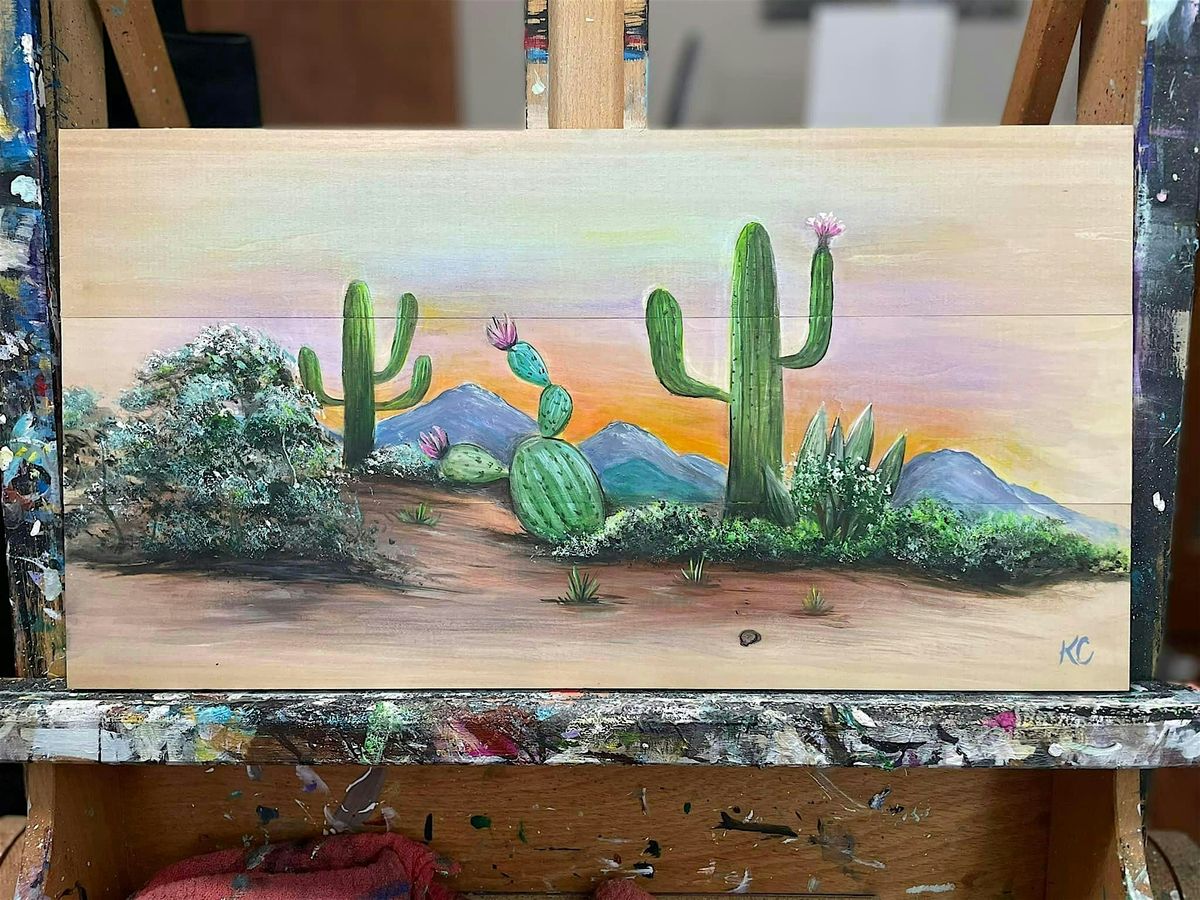 Desert Cactus Paint on Pallet @ Plum Creek $40, 5 October | Event in Paola | AllEvents