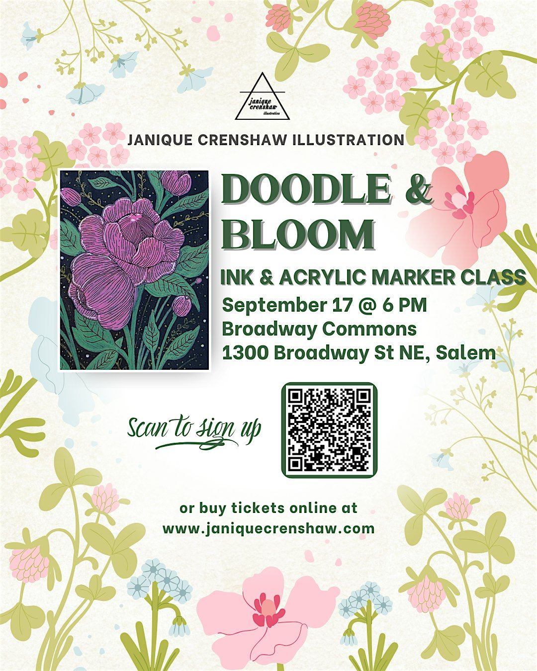 Doodle & Bloom - September 17 at Broadway Commons Salem, 17 September | Event in Salem | AllEvents