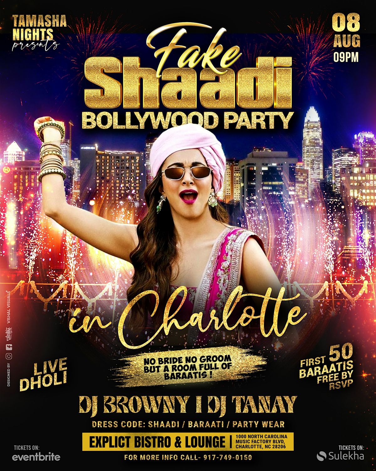 CHARLOTTE FAKE SHAADI BOLLYWOOD PARTY @EXPLICT LOUNGE, 8 August | Event in Charlotte | AllEvents