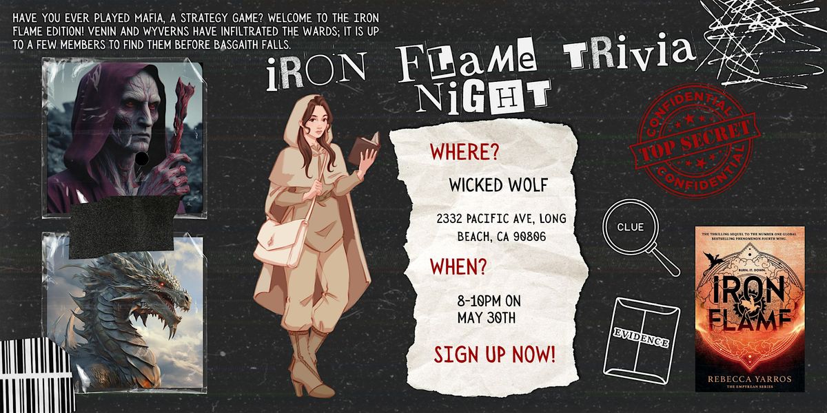 IRON FLAME FANTASY BOOK TRIVIA NIGHT (NIGHT TWO OF THREE), 30 May | Event in Long Beach | AllEvents