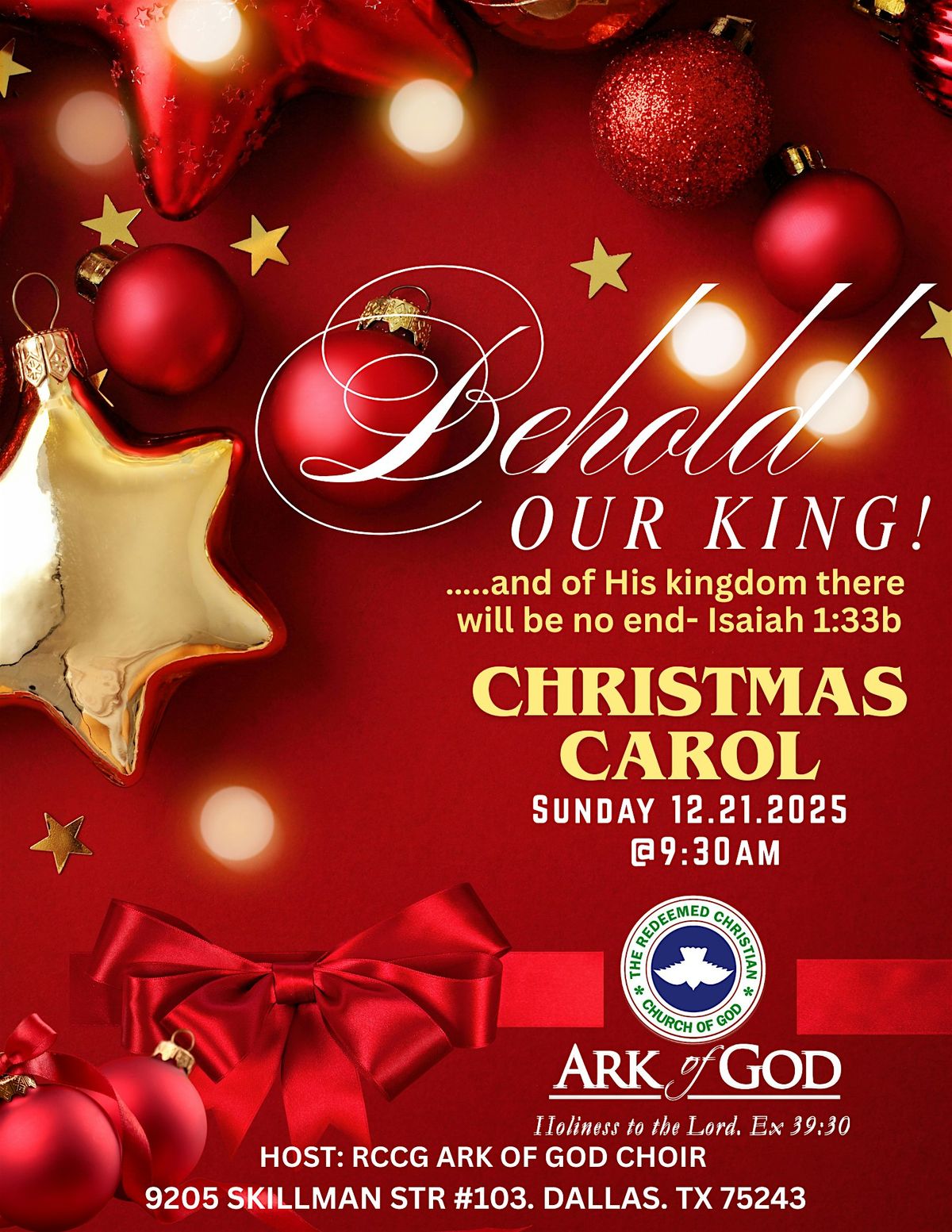 CHRISTMAS CAROL- BEHOLD OUR KING, 21 December | Event in Dallas | AllEvents