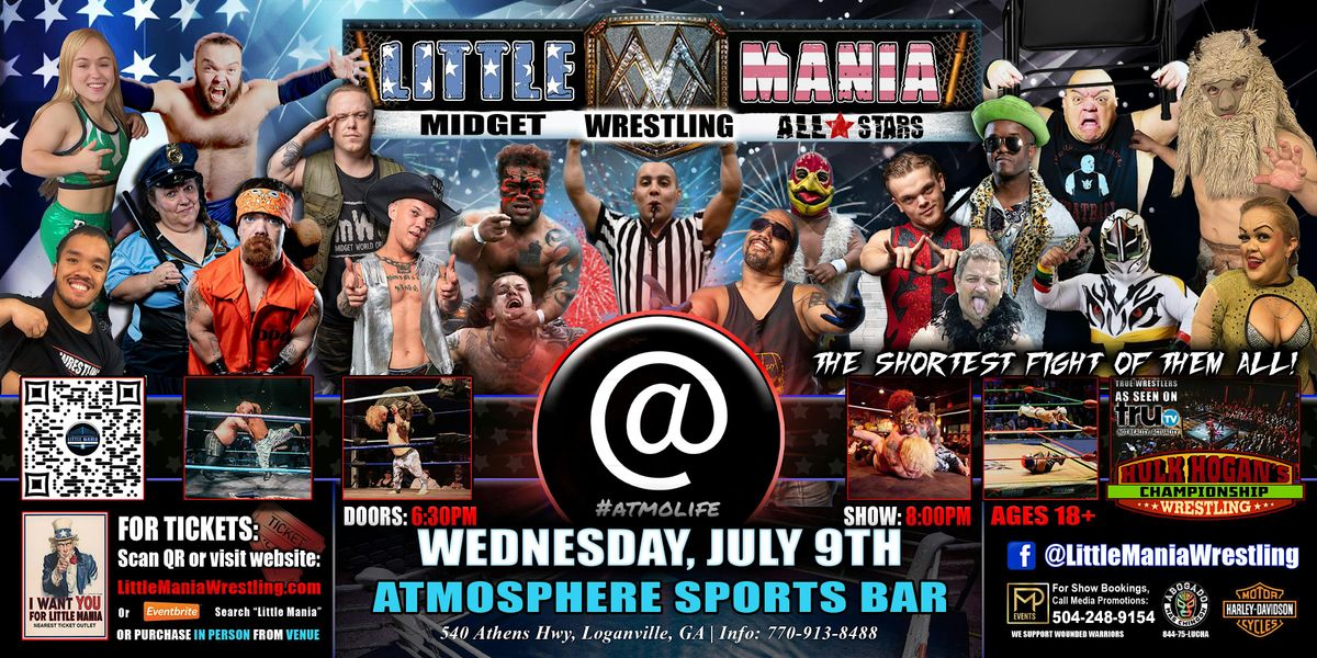 Loganville, GA - Little Mania Midget Wrestling @ Atmospher Sports Bar, 9 July | Event in Loganville | AllEvents