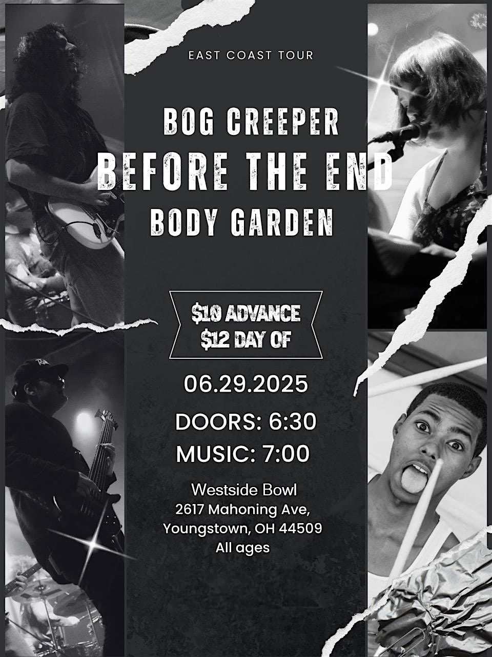 Before The End/Bog Creeper/Body Garden, 29 June | Event in Youngstown | AllEvents