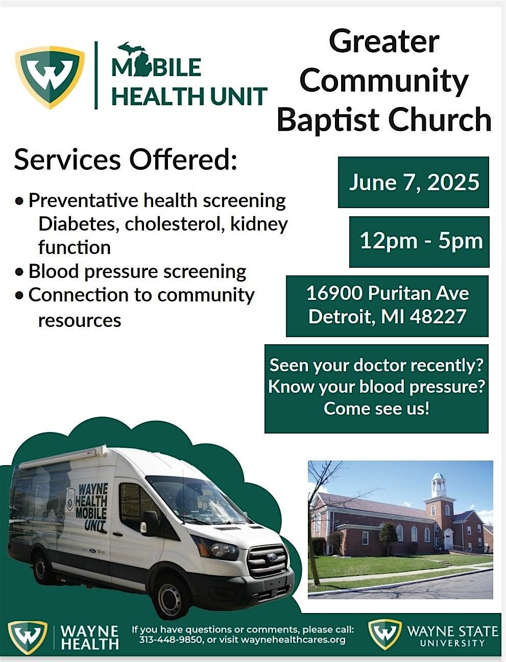Greater Community Missionary Baptist Church Health and Resource Event, 7 June | Event in Detroit | AllEvents