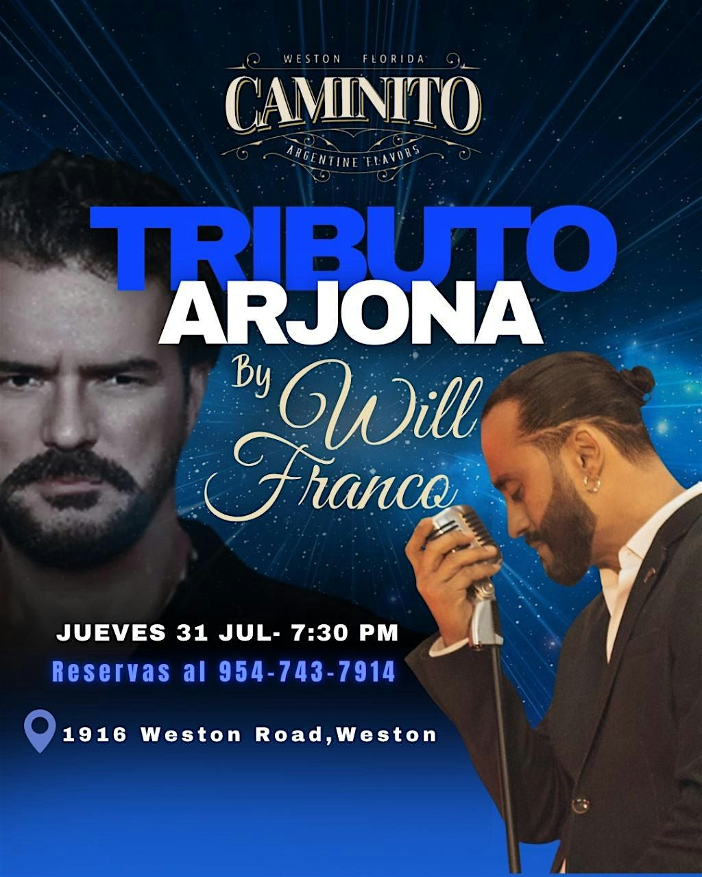 Tributo a Ricardo Arjona, 31 July | Event in Weston | AllEvents
