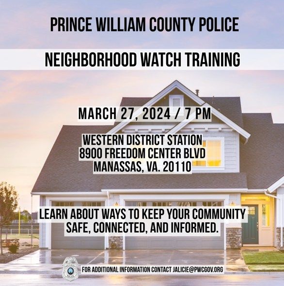 Neighborhood Watch program presentation, 8900 Freedom Center Blvd ...