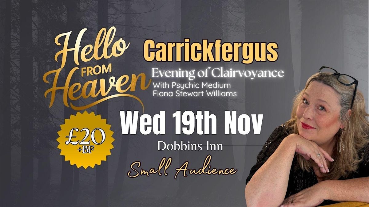 A Wee Psychic Night in Carrickfergus at Dobbins Inn - Hello from Heaven, 19 November | Event in Carrickfergus